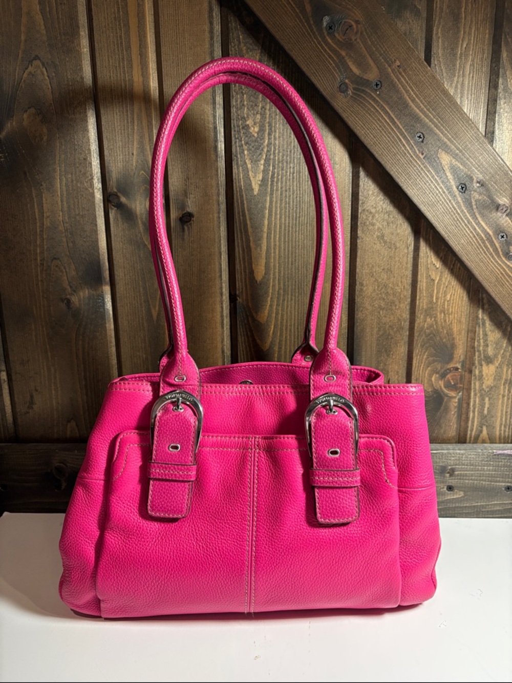 Tignanello Hot Pink Leather Shoulder Bag
